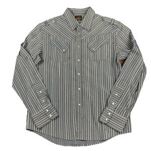 Kanji Western Shirt Button Down Pearl Snaps Designer Pockets Large